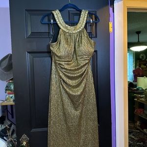 Glittering gold long dress, gown, prom evening party ball, greek goddess vibes